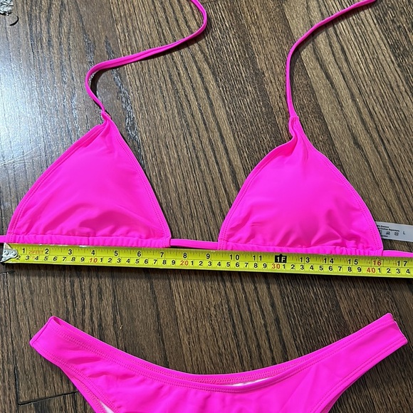 Hot Pink 2 Piece Women’s Triangle High Cut Bikini Swimsuit Set Size Large - Picture 8 of 13